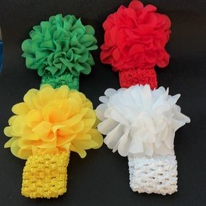 Jollybows Headband Chiffon Flower Soft Stretchy Hair Band for Baby Girls (4 Pcs)